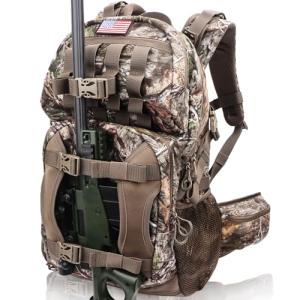 MoiShow Hunting Backpack, Camo Hunting Backpacks & duffle Bags, Water-resistant Long-Lasting Large Capacity Bow Backpack Hunting Pack For Hunting Gear Accessories (Treasures of the Trees)