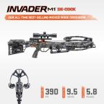 Wicked Ridge Invader M1 De-Cock Crossbow, Peak Camo - 390 FPS - Equipped with Pro-View 400 Scope, ACUdraw De-Cock (Crank System) + D1 Trigger
