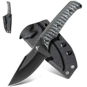 Purple Dragon Fixed Blade Knife - Full Tang Hunting Knife Forged from a Single Piece of D2 Steel - Camping Knives with G10 Handle and Kydex Sheath - Outdoor Gift for Men - Gray