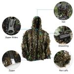 Zicac Outdoor Camo Ghillie Suit 3D Leafy Camouflage Clothing Jungle Woodland Hunting