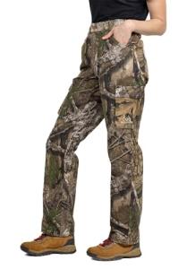 Realtree Women’s Camo Hunting Cargo Pants - Lightweight Cotton 6 Pockets Mid-Rise Slim Fit