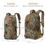 BASSDASH Hunting Backpack with Detachable Sub Bag & Bow Rifle Holder Rain Cover Water Resistant Camo Pack HP02