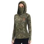 BASSDASH Women's UPF 50+ Camo Hunting Hoodie with Neck Gaiter Breathable Performance Long Sleeve Fishing Hooded Tee FS03W