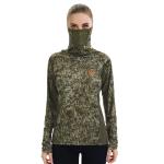 BASSDASH Women's UPF 50+ Camo Hunting Hoodie with Neck Gaiter Breathable Performance Long Sleeve Fishing Hooded Tee FS03W