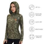 BASSDASH Women's UPF 50+ Camo Hunting Hoodie with Neck Gaiter Breathable Performance Long Sleeve Fishing Hooded Tee FS03W