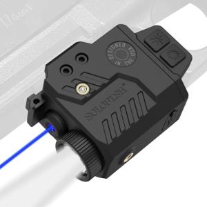 Solofish 800 Lumens Adjustable Pistol Light Laser Combo, Strobe Function Blue Laser and Tactical Light Fits for Full Size with Rail