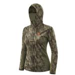 Hartena Women’s Camo Hunting Hoodie with Face Mask, UPF 50+ Lightweight Quick Dry Shirt for Turkey and Deer Hunts, BarkRidge, XL
