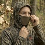 Hartena Women’s Camo Hunting Hoodie with Face Mask, UPF 50+ Lightweight Quick Dry Shirt for Turkey and Deer Hunts, BarkRidge, XL