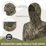 Hartena Women’s Camo Hunting Hoodie with Face Mask, UPF 50+ Lightweight Quick Dry Shirt for Turkey and Deer Hunts, BarkRidge, XL