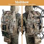 MoiShow Hunting Backpack, Outdoor Hunting Pack with Rifle Holder, Hunting Backpacks for Men, Hunting Bag with Waterproof Rain Cover