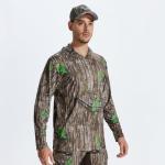 LOOGU Men's Hunting Camo Shirt Lightweight, Camouflage Shirts for Turkey Hunting Long Sleeve Shirt with Hood for Fishing Hiking Camping