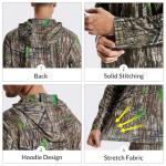 LOOGU Men's Hunting Camo Shirt Lightweight, Camouflage Shirts for Turkey Hunting Long Sleeve Shirt with Hood for Fishing Hiking Camping