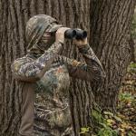 Hartena Women’s Camo Hunting Hoodie with Face Mask, UPF 50+ Lightweight Quick Dry Shirt for Turkey and Deer Hunts, MistyThicket, L