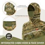 Hartena Women’s Camo Hunting Hoodie with Face Mask, UPF 50+ Lightweight Quick Dry Shirt for Turkey and Deer Hunts, MistyThicket, L
