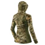 Hartena Women’s Camo Hunting Hoodie with Face Mask, UPF 50+ Lightweight Quick Dry Shirt for Turkey and Deer Hunts, MistyThicket, L