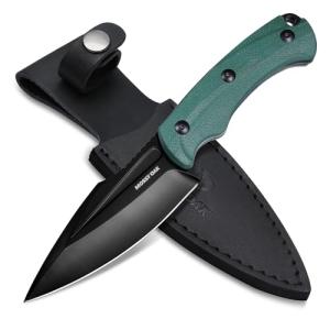 Mossy Oak Survival Hunting Knife with Sheath, 8.5-inch Full-tang Fixed Blade Knife, Outdoor Knives for Survival, Camping, Hiking (G10 Handle-Green)