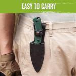 Mossy Oak Survival Hunting Knife with Sheath, 8.5-inch Full-tang Fixed Blade Knife, Outdoor Knives for Survival, Camping, Hiking (G10 Handle-Green)