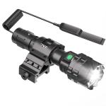 POVAST Picatinny Flashlight, LED Tactical Flashlight Rifle Rail Light with Pressure Switch, 3000 Lumens Waterproof Light, 5 Mode USB Rechargeable Flashlight for Hunting, Matte Black