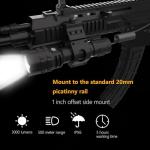 POVAST Picatinny Flashlight, LED Tactical Flashlight Rifle Rail Light with Pressure Switch, 3000 Lumens Waterproof Light, 5 Mode USB Rechargeable Flashlight for Hunting, Matte Black