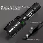 POVAST Picatinny Flashlight, LED Tactical Flashlight Rifle Rail Light with Pressure Switch, 3000 Lumens Waterproof Light, 5 Mode USB Rechargeable Flashlight for Hunting, Matte Black