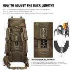 Mardingtop 75L Molle Hiking Internal Frame Backpacks with Rain Cover for Camping,Backpacking,Travelling(Khaki)