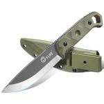 CVLIFE Fixed Blade Knife with Sheath, 5.1" D2 Steel Full Tang Survival Bushcraft Knife, Scandi Grind, 5-Layer Handle with G10 Liners, Heavy Duty Hunting Camping Knives for Men, Green