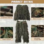 DoCred Ghillie Suit, 3D Camouflage Hunting Apparel 5 in 1 Ghillie Suit Including Jacket, Pants, Hood, Carry Bag, Camo Hunting Clothes for Men, Adults, Youth
