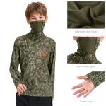 BASSDASH Youth UPF 50+ Camo Hunting Hoodie Shirt with Neck Gaiter Quick Dry Long Sleeve Hooded Tee for Fishing Hiking FS02Y