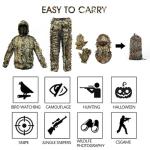 Ghillie Suit Camouflage Hunting Suits Outdoor 3D Leaf Lifelike Camo Clothing Lightweight Breathable Hooded Apparel Suit, Hunting Gloves, Leafy Face Mask and Bag for Jungle Shooting Halloween