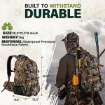 GoHimal Hunting Backpack with Bow Holder, 30L Water-proof Camo Daypack for Men, 600D Fabric Hunting Gear for Deer Bowhunting