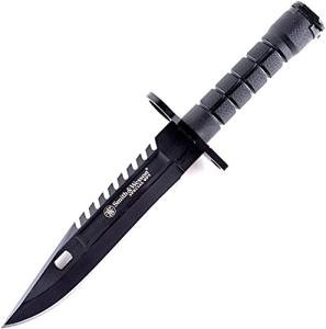 Smith & Wesson SW3B 12.8in S.S. Fixed Blade Knife with 7.8in Bowie Blade with Notched Spine and Nylon Fiber Handle for Outdoor, Tactical, Survival and EDC