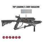 EK Archery Repeating Adder Crossbow 130 lb Cross Bow with 5 Shot auto-loading Magazine Includes 15 Carbon Arrows Bolts. Urban Preppers, Bushcraft, Home Defense, Target Shooters, Small Game Bow Hunting