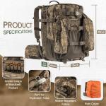BLISSWILL Upgraded Hunting Backpack,With Padded Weapon Compartment for Bow Rifle，For Deer and Elk Hunting，Hunting bag with Rain Cover(Rock Bark)