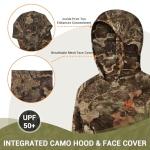 Hartena Kids Hunting Hoodie with Face Cover, UPF 50+ Quick Dry Lightweight Camo Shirt for Deer Turkey Hunting, RidgeStem, M