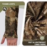 Hartena Kids Hunting Hoodie with Face Cover, UPF 50+ Quick Dry Lightweight Camo Shirt for Deer Turkey Hunting, RidgeStem, M