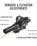 Pinty 4-in-1 Rifle Scope with Laser & Dot