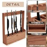 Walnut Ten-Gun Display Rack with Storage Compartment