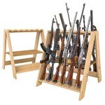 Wooden 12-Slot Gun Rack Stand with Pistol Storage