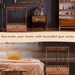 Walnut Ten-Gun Display Rack with Storage Compartment