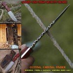 Custom Fixed Blade Damascus Knife with Leather Sheath