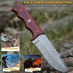 Custom Fixed Blade Damascus Knife with Leather Sheath