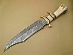 Damascus Steel Fixed Blade Hunting Knife with Sheath