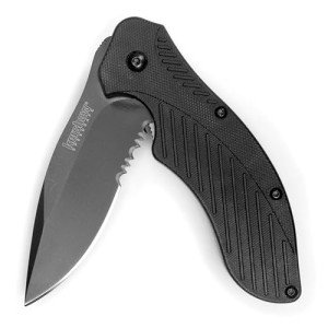 Kershaw Clash Black Serrated Pocketknife, 3" Blade
