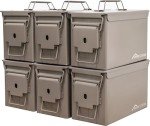 HOMESTEAD 50 Cal Metal Ammo Can - New Steel M2A1 Military Ammo Storage Box, Airtight and Water-Resistant Ammunition Storage (6-Pack, Dark Brown)