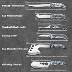 KNINE OUTDOORS Hunting Deer Knife Set Field Dressing Kit Portable Butcher Game Processor Set, 12 Pieces