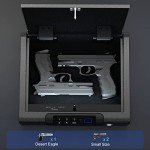Gun Safe,Biometric Gun Safe for Pistols 3-Ways unlock Safe Fingerprint Digital PIN Key Unlock with Voice, Gun lock box for Cloakroom living room Bedroom Nightstand and Car BILLCONCH