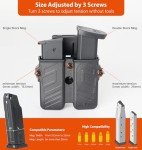 Universal Double Magazine Pouch Fit 9mm 10mm .40 .45 Caliber Dual & Single Stack Magazines, Black