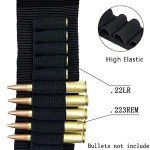 Tactical 100 Rounds Rifle Pistol Bullet Cartridge Adjustable Ammo Bandoleer Ammunition Belt Sling Shell Carrier Holder for 10/22 .22LR .17HMR .222 .223 Cal 5.56mm.
