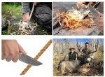 TIGEROUS Handmade Damascus Hunting Knife with Scout Horizontal Carry Leather Sheath, Full Tang Fixed Blade Knife for Camping, Hiking, Skinning, Survival, Gifts for Mens (Walnut Wood)