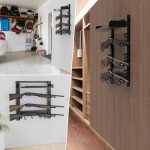 OneTigris Gun Rack Wall Mount 12, Hold Up 80lbs Indoor Gun Rack for Wall with Shelf Horizontal with 10 Hooks and 1 Removable Gun Accessories Tray 21.5"*22.1"